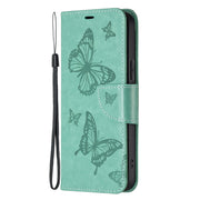 For Samsung Galaxy S25+ 5G Embossing Two Butterflies Pattern Leather Phone Case(Green)
