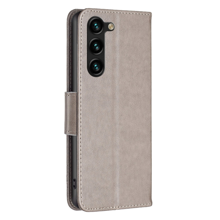 For Samsung Galaxy S25+ 5G Embossing Two Butterflies Pattern Leather Phone Case(Grey) - Galaxy S25+ 5G Cases by PMC Jewellery | Online Shopping South Africa | PMC Jewellery | Buy Now Pay Later Mobicred