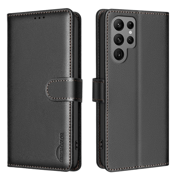 For Samsung Galaxy S25 Ultra 5G Litchi Texture RFID Anti-theft Leather Phone Case(Black)