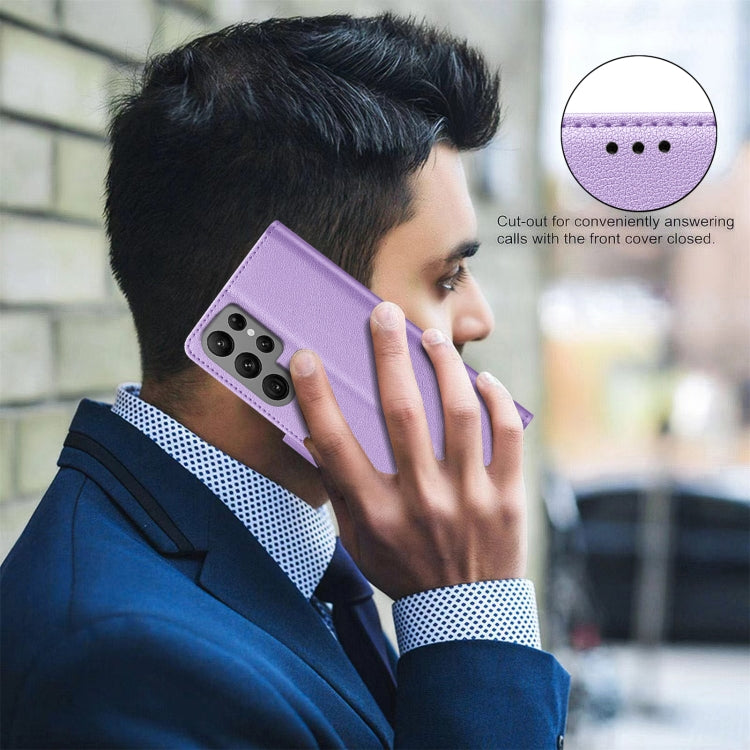 For Samsung Galaxy S25 Ultra 5G Litchi Texture RFID Anti-theft Leather Phone Case(Purple) - Galaxy S25 Ultra 5G Cases by PMC Jewellery | Online Shopping South Africa | PMC Jewellery | Buy Now Pay Later Mobicred