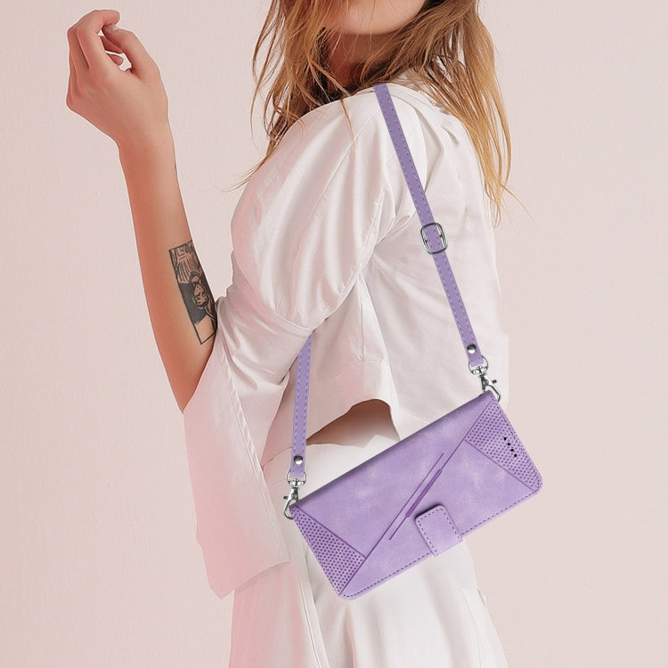 For Samsung Galaxy S25 / S24 5G Dream Triangle Leather Phone Case with Long Lanyard(Purple) - Galaxy S25 5G Cases by PMC Jewellery | Online Shopping South Africa | PMC Jewellery | Buy Now Pay Later Mobicred