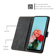 For Samsung Galaxy S25 Ultra 5G Skin Feel Stripe Pattern Leather Phone Case with Long Lanyard(Black)