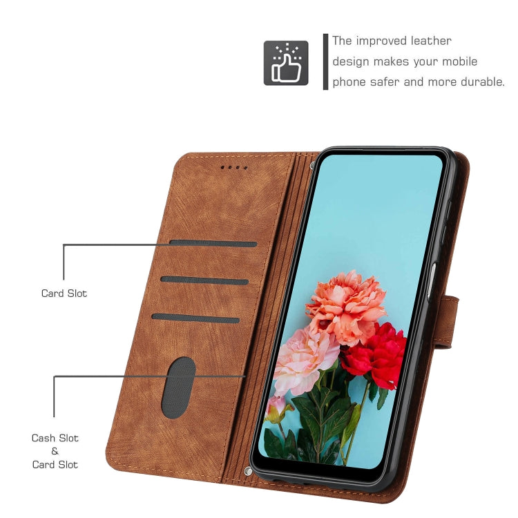 For Samsung Galaxy S25+ / S24+ 5G Skin Feel Stripe Pattern Leather Phone Case with Long Lanyard(Brown) - Galaxy S25+ 5G Cases by PMC Jewellery | Online Shopping South Africa | PMC Jewellery | Buy Now Pay Later Mobicred