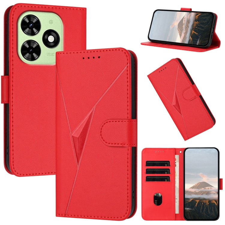 For Tecno Spark Go 2024 Triangle Pattern Buckle Clasp Leather Phone Case(Red) - Tecno Cases by PMC Jewellery | Online Shopping South Africa | PMC Jewellery | Buy Now Pay Later Mobicred