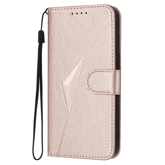 For Tecno Spark Go 2024 Triangle Pattern Buckle Clasp Leather Phone Case(Rose Gold)