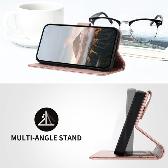 For Tecno Spark Go 2024 Triangle Pattern Buckle Clasp Leather Phone Case(Rose Gold)