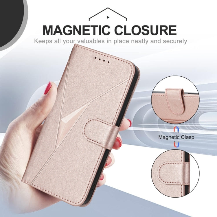For Tecno Spark Go 2024 Triangle Pattern Buckle Clasp Leather Phone Case(Rose Gold) - Tecno Cases by PMC Jewellery | Online Shopping South Africa | PMC Jewellery | Buy Now Pay Later Mobicred