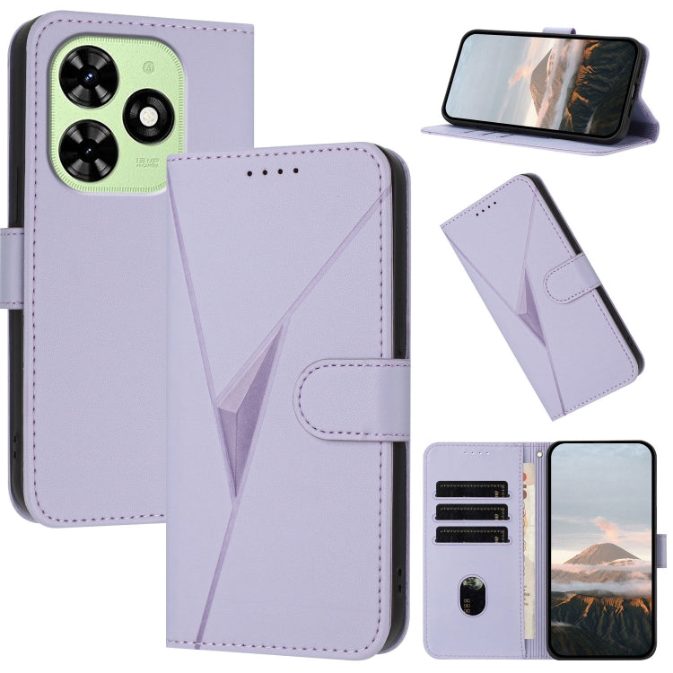 For Tecno Spark Go 2024 Triangle Pattern Buckle Clasp Leather Phone Case(Light Purple) - Tecno Cases by PMC Jewellery | Online Shopping South Africa | PMC Jewellery | Buy Now Pay Later Mobicred