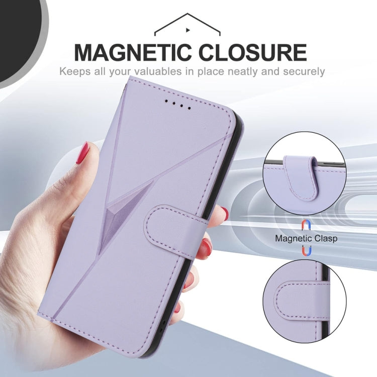 For Tecno Spark Go 2024 Triangle Pattern Buckle Clasp Leather Phone Case(Light Purple) - Tecno Cases by PMC Jewellery | Online Shopping South Africa | PMC Jewellery | Buy Now Pay Later Mobicred