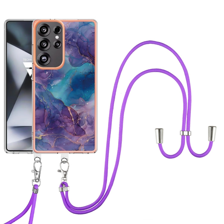For Samsung Galaxy S25 Ultra 5G Electroplating Marble Dual-side IMD Phone Case with Lanyard(Purple 016) - Galaxy S25 Ultra 5G Cases by PMC Jewellery | Online Shopping South Africa | PMC Jewellery | Buy Now Pay Later Mobicred