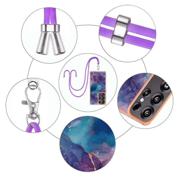 For Samsung Galaxy S25 Ultra 5G Electroplating Marble Dual-side IMD Phone Case with Lanyard(Purple 016) - Galaxy S25 Ultra 5G Cases by PMC Jewellery | Online Shopping South Africa | PMC Jewellery | Buy Now Pay Later Mobicred