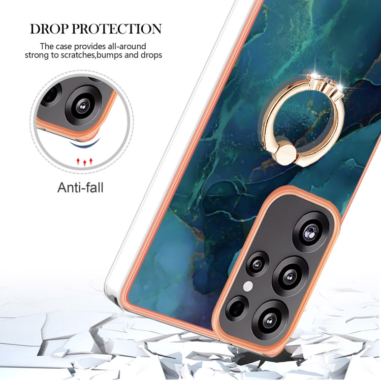 For Samsung Galaxy S25 Ultra 5G Electroplating Marble Dual-side IMD Phone Case with Ring(Green 017) - free shipping - PMC Jewellery - Order now!