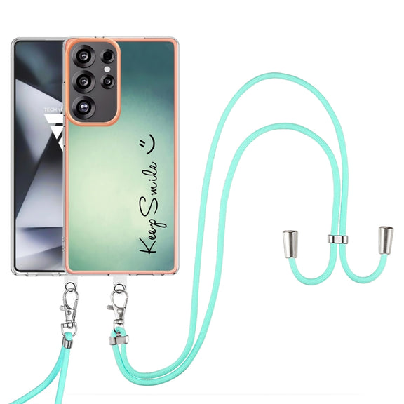 For Samsung Galaxy S25 Ultra 5G Electroplating Dual-side IMD Phone Case with Lanyard(Smile)