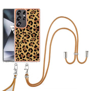 For Samsung Galaxy S25 Ultra 5G Electroplating Dual-side IMD Phone Case with Lanyard(Leopard Print)