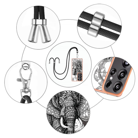 For Samsung Galaxy S25 Ultra 5G Electroplating Dual-side IMD Phone Case with Lanyard(Totem Elephant)