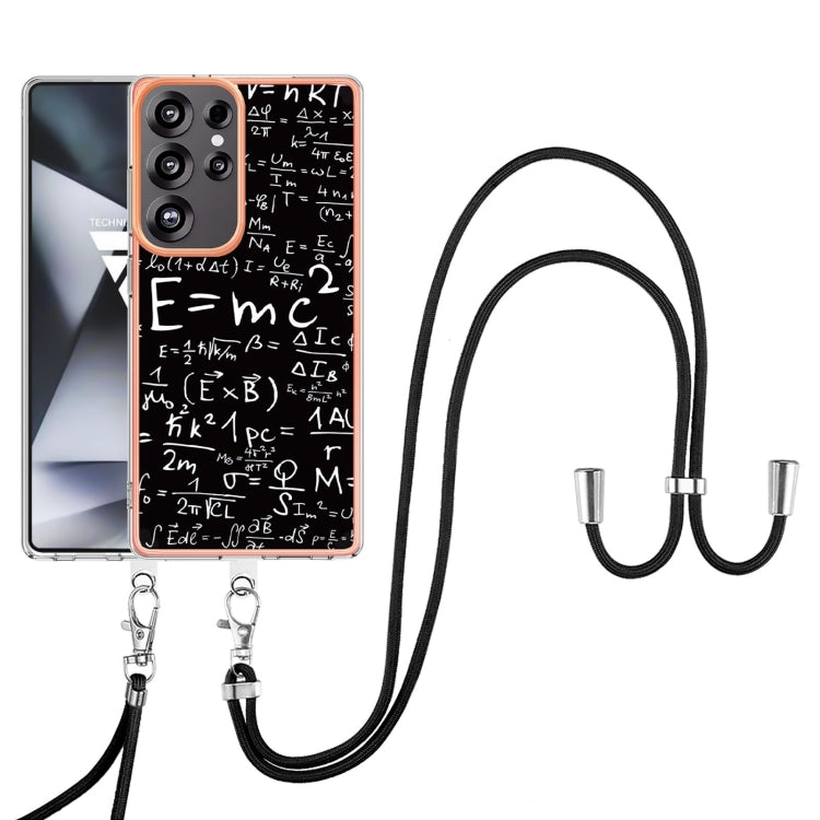 For Samsung Galaxy S25 Ultra 5G Electroplating Dual-side IMD Phone Case with Lanyard(Equation)