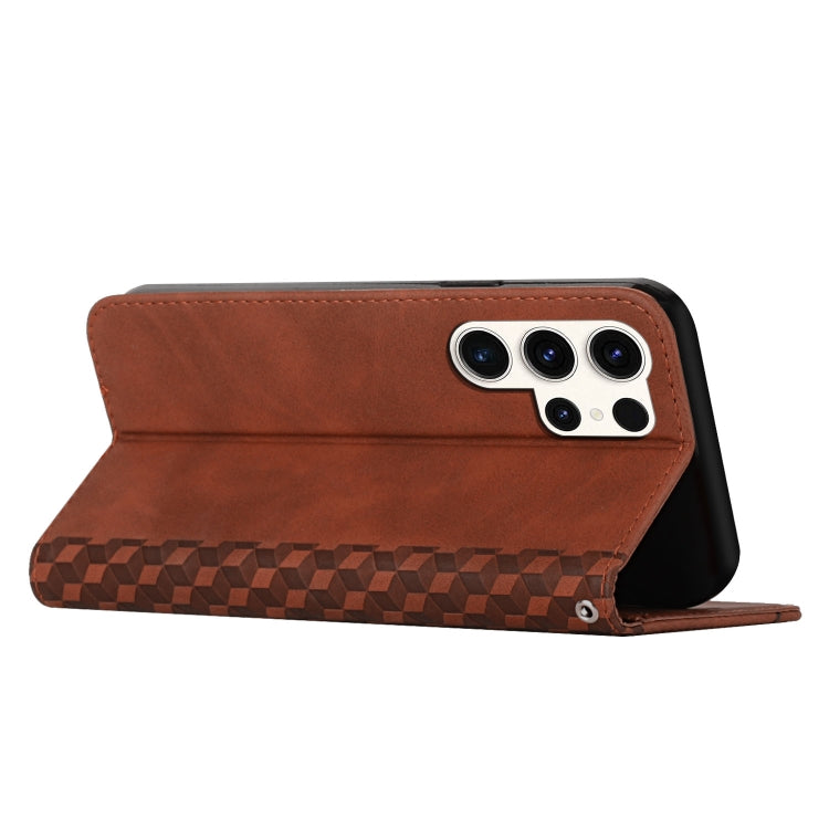 For Samsung Galaxy S25 Ultra 5G Diamond Splicing Skin Feel Magnetic Leather Phone Case(Brown) - Galaxy S25 Ultra 5G Cases by PMC Jewellery | Online Shopping South Africa | PMC Jewellery | Buy Now Pay Later Mobicred