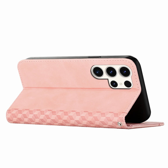 For Samsung Galaxy S25 Ultra 5G Diamond Splicing Skin Feel Magnetic Leather Phone Case(Rose Gold)