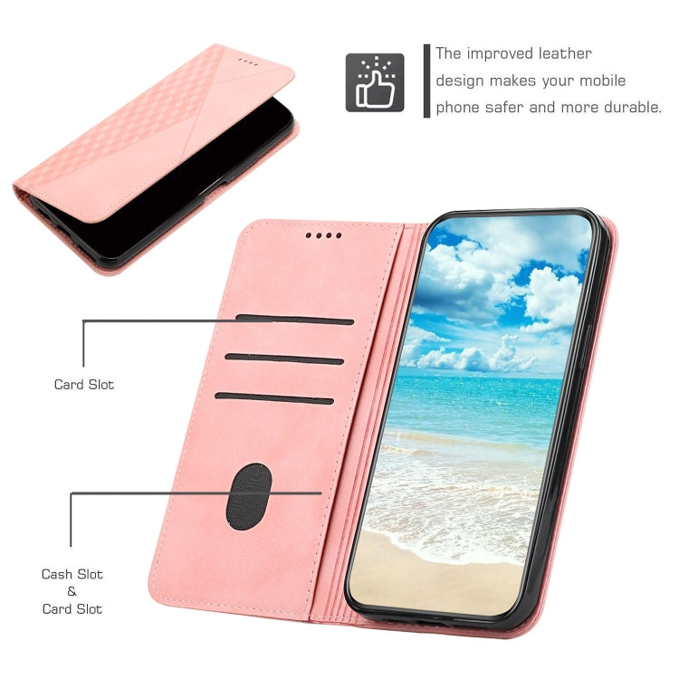For Samsung Galaxy S25 / S24 5G Diamond Splicing Skin Feel Magnetic Leather Phone Case(Rose Gold) - Galaxy S25 5G Cases by PMC TechLife | Online Shopping South Africa | PMC TechLife | Buy Now Pay Later Mobicred