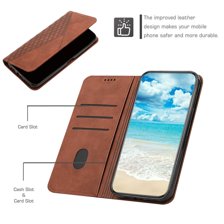 For Samsung Galaxy S25+ / S24+ 5G Diamond Splicing Skin Feel Magnetic Leather Phone Case(Brown) - Galaxy S25 5G Cases by PMC Jewellery | Online Shopping South Africa | PMC Jewellery | Buy Now Pay Later Mobicred