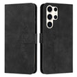 For Samsung Galaxy S25 Ultra 5G Skin Feel Heart Embossed Leather Phone Case with Long Lanyard(Black) - Galaxy S25 Ultra 5G Cases by PMC TechLife | Online Shopping South Africa | PMC TechLife | Buy Now Pay Later Mobicred