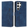 For Samsung Galaxy S25 Ultra 5G Skin Feel Heart Embossed Leather Phone Case with Long Lanyard(Blue) - Galaxy S25 Ultra 5G Cases by PMC TechLife | Online Shopping South Africa | PMC TechLife | Buy Now Pay Later Mobicred