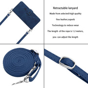 For Samsung Galaxy S25 Ultra 5G Skin Feel Heart Embossed Leather Phone Case with Long Lanyard(Blue)