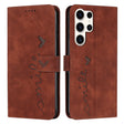 For Samsung Galaxy S25 Ultra 5G Skin Feel Heart Embossed Leather Phone Case with Long Lanyard(Brown) - Galaxy S25 Ultra 5G Cases by PMC TechLife | Online Shopping South Africa | PMC TechLife | Buy Now Pay Later Mobicred