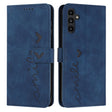 For Samsung Galaxy S25 / S24 5G Skin Feel Heart Embossed Leather Phone Case with Long Lanyard(Blue) - Galaxy S25 5G Cases by PMC TechLife | Online Shopping South Africa | PMC TechLife | Buy Now Pay Later Mobicred