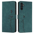 For Samsung Galaxy S25+ / S24+ 5G Skin Feel Heart Embossed Leather Phone Case with Long Lanyard(Green) - Galaxy S25+ 5G Cases by PMC TechLife | Online Shopping South Africa | PMC TechLife | Buy Now Pay Later Mobicred