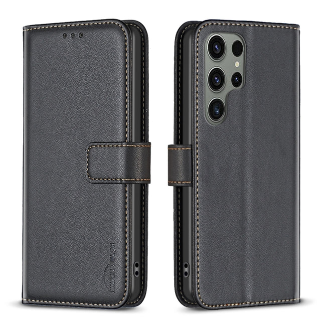 For Samsung Galaxy S25 Ultra 5G Magnetic Buckle Leather Phone Case(Black)