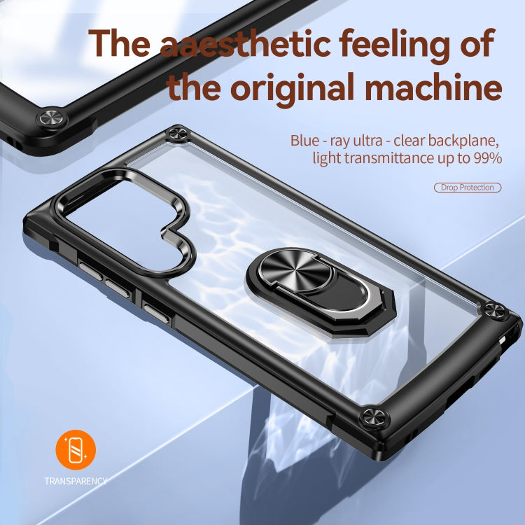 For Samsung Galaxy S25 Ultra 5G TPU + PC Lens Protection Phone Case with Ring Holder(Black)