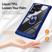 For Samsung Galaxy S25 Ultra 5G TPU + PC Lens Protection Phone Case with Ring Holder(Blue)