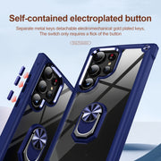 For Samsung Galaxy S25 Ultra 5G TPU + PC Lens Protection Phone Case with Ring Holder(Blue)