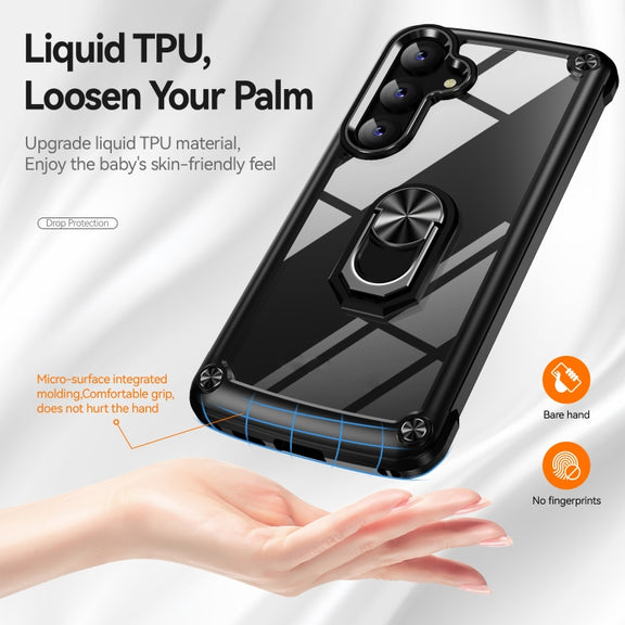 For Samsung Galaxy S25+ 5G TPU + PC Lens Protection Phone Case with Ring Holder(Black)