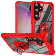 For Samsung Galaxy S25 5G TPU + PC Lens Protection Phone Case with Ring Holder(Red)