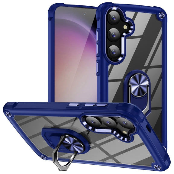 For Samsung Galaxy S25 5G TPU + PC Lens Protection Phone Case with Ring Holder(Blue)