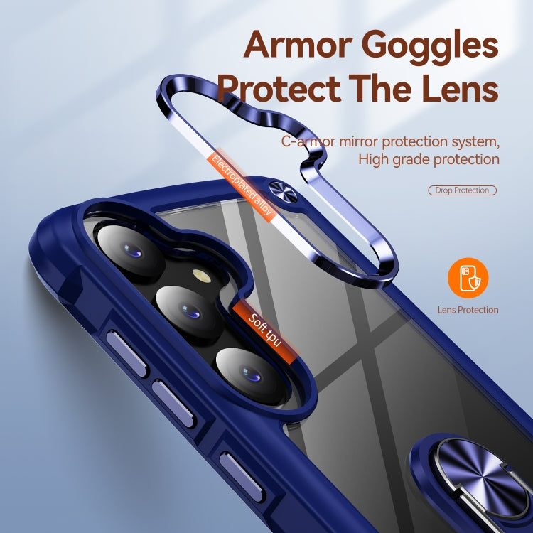 For Samsung Galaxy S25 5G TPU + PC Lens Protection Phone Case with Ring Holder(Blue)