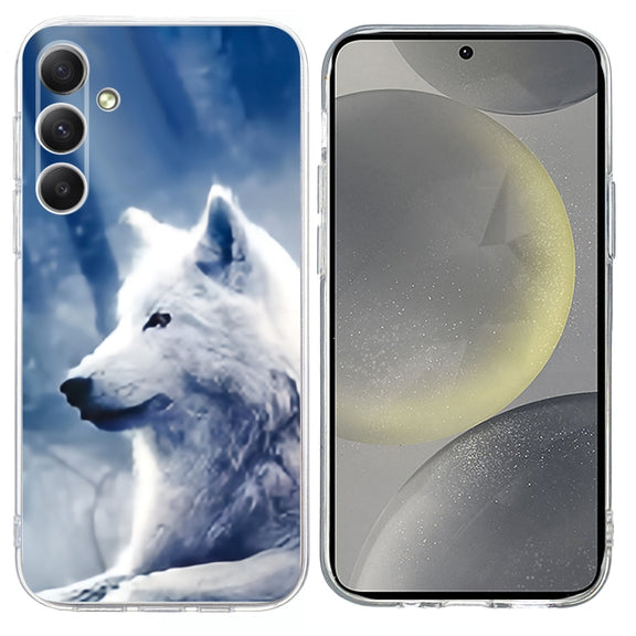 For Samsung Galaxy S25 5G Colorful Painting Pattern TPU Phone Case(White Wolf)