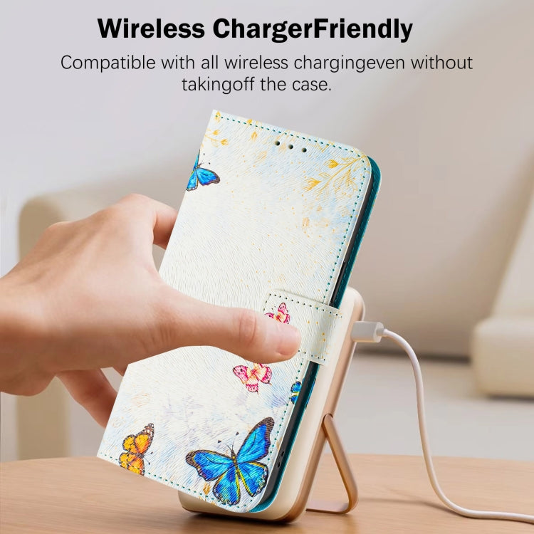 For iPhone 16e Art Colored Drawing Pattern Leather Phone Case(Butterfly house) - iPhone 16e Cases by PMC TechLife | Online Shopping South Africa | PMC TechLife | Buy Now Pay Later Mobicred