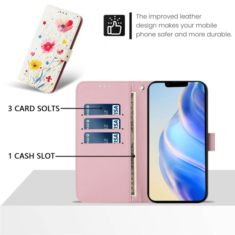 For iPhone 16e Art Colored Drawing Pattern Leather Phone Case(Flowers and plants) - iPhone 16e Cases by PMC TechLife | Online Shopping South Africa | PMC TechLife | Buy Now Pay Later Mobicred