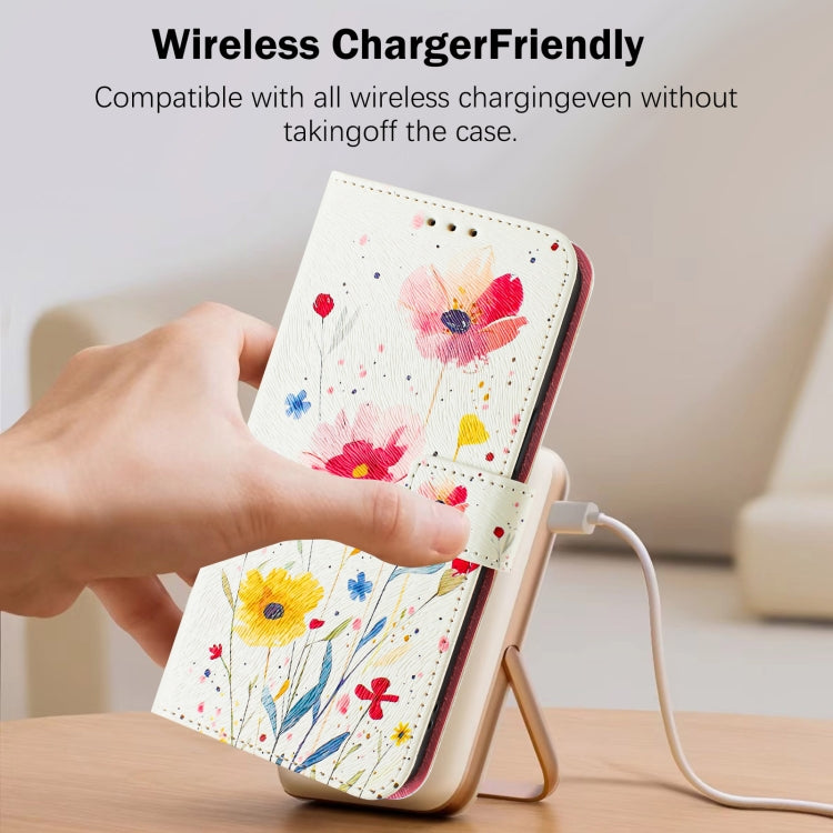 For iPhone 16e Art Colored Drawing Pattern Leather Phone Case(Flowers and plants) - iPhone 16e Cases by PMC TechLife | Online Shopping South Africa | PMC TechLife | Buy Now Pay Later Mobicred