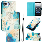For iPhone 16e Art Colored Drawing Pattern Leather Phone Case(Flowering flowers)