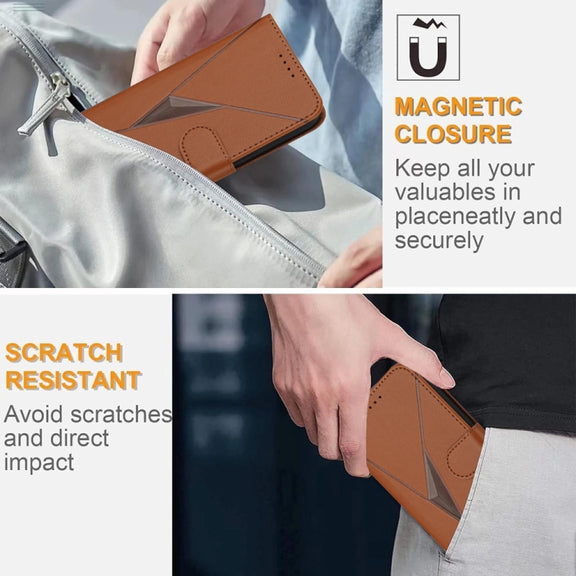 For Huawei Pura 70 Pro / Pura 70 Ultra Triangle Pattern Buckle Clasp Leather Phone Case(Brown)