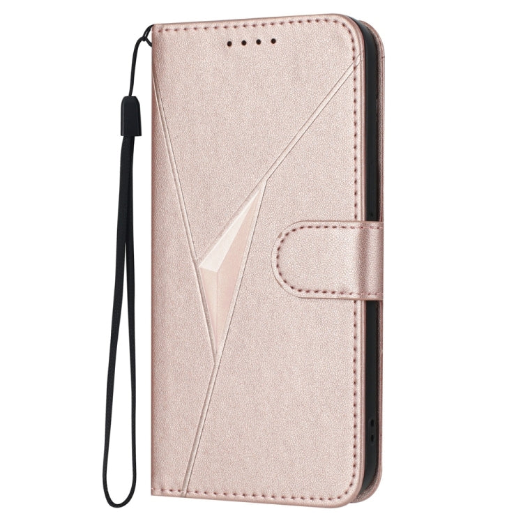 For Huawei Pura 70 Pro / Pura 70 Ultra Triangle Pattern Buckle Clasp Leather Phone Case(Rose Gold)