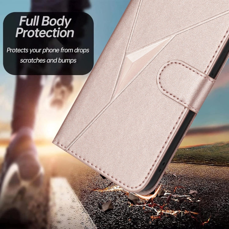 For Huawei Pura 70 Pro / Pura 70 Ultra Triangle Pattern Buckle Clasp Leather Phone Case(Rose Gold)