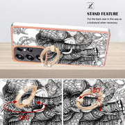For Samsung Galaxy S25 Ultra 5G Electroplating Dual-side IMD Phone Case with Ring Holder(Totem Elephant)
