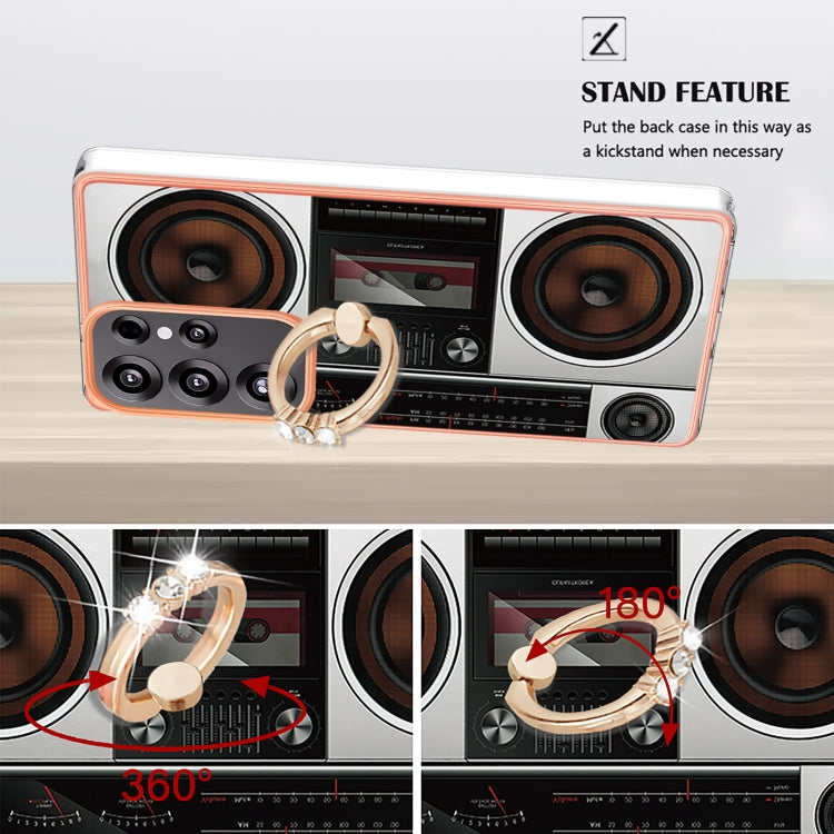 For Samsung Galaxy S25 Ultra 5G Electroplating Dual-side IMD Phone Case with Ring Holder(Retro Radio) - Galaxy S25 Ultra 5G Cases by PMC TechLife | Online Shopping South Africa | PMC TechLife | Buy Now Pay Later Mobicred