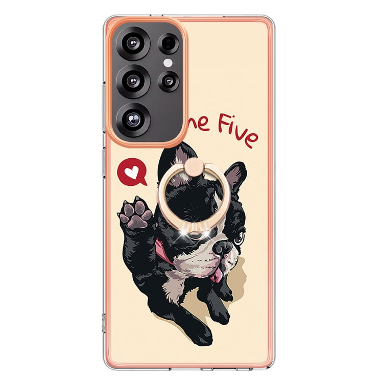 For Samsung Galaxy S25 Ultra 5G Electroplating Dual-side IMD Phone Case with Ring Holder(Lucky Dog) - Galaxy S25 Ultra 5G Cases by PMC TechLife | Online Shopping South Africa | PMC TechLife | Buy Now Pay Later Mobicred