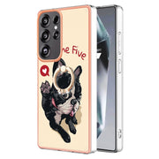 For Samsung Galaxy S25 Ultra 5G Electroplating Dual-side IMD Phone Case with Ring Holder(Lucky Dog)